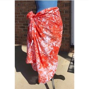 Swim/beach pareó/sarong orange/white